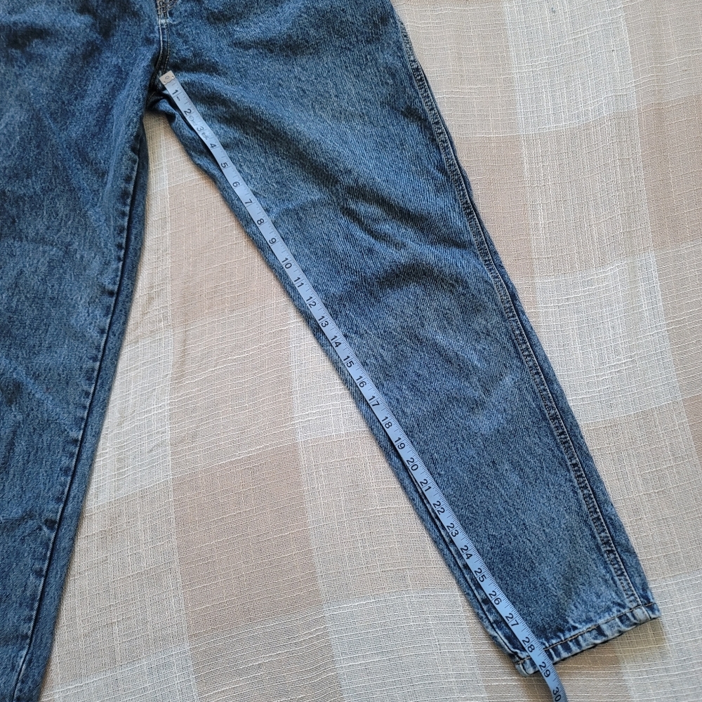 Vintage Western Coastal Cowgirl Alt Leather Trimmed High Rise Denim Mom Jeans - Picture 9 of 14